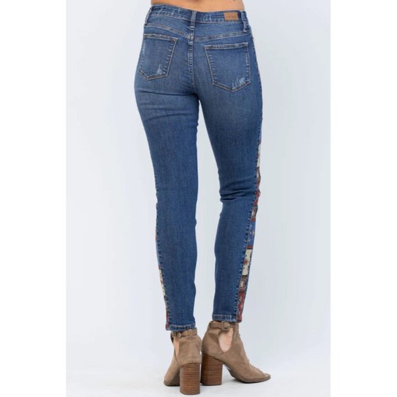 Judy Blue Western Print Mid Rise Relaxed Jeans - Picture 4 of 10